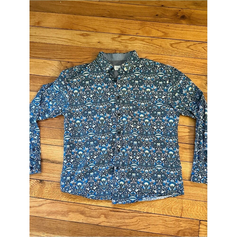 Rue Saint-Patrick Montreal Cotton Floral Print Long Sleeve Button-Up Shirt-L